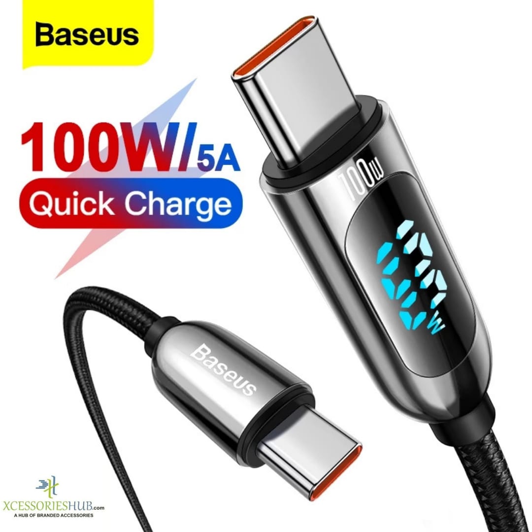 Baseus Led display 100W Type C To Type C PD Cable For Macbook iPad Pro Tablet iPhone