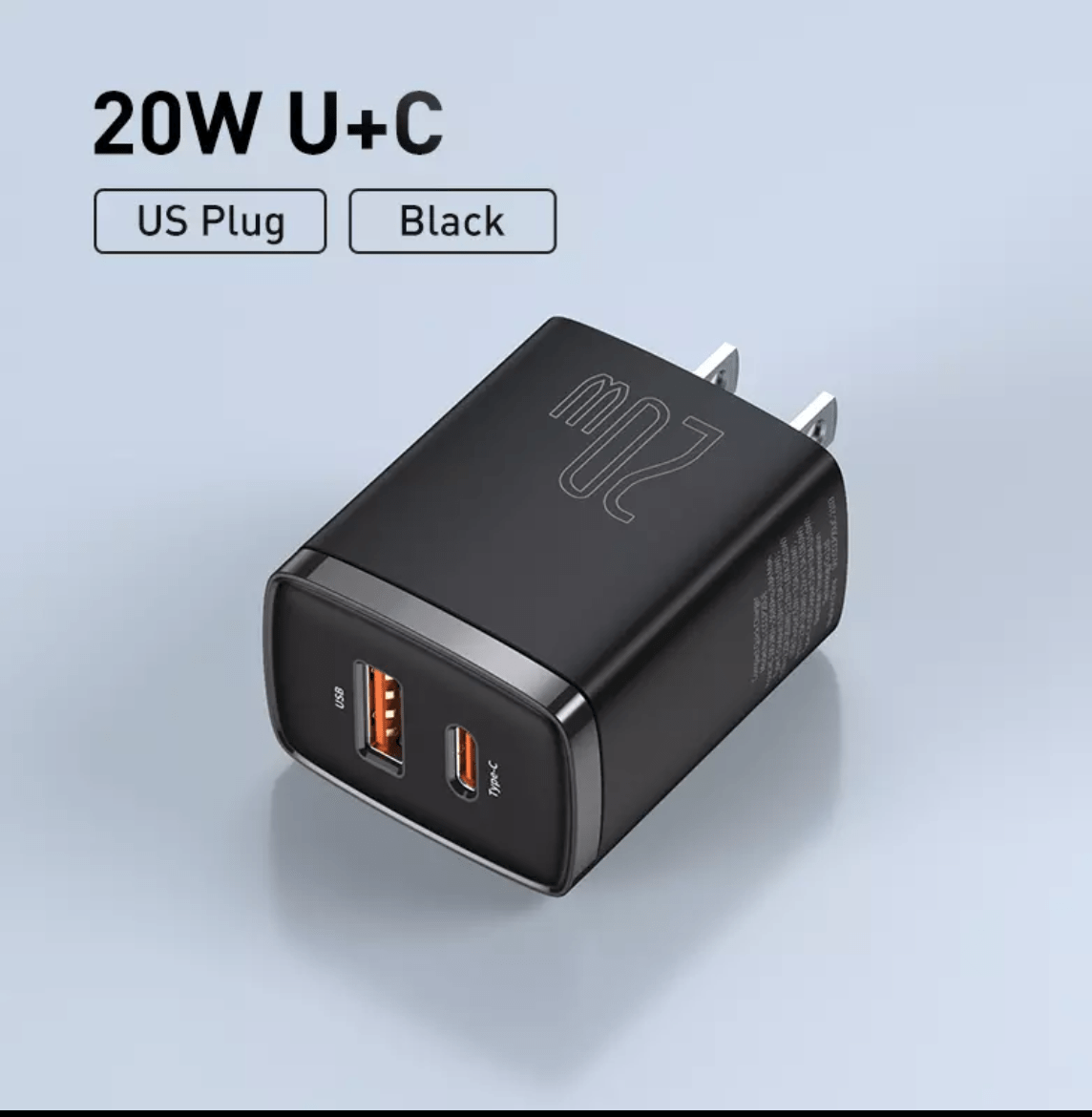 Baseus 20w USB + Type C PD Fast Charger US Plug