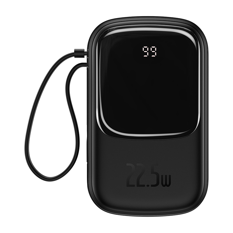 BASEUS Qpow Digital Display 22.5W Quick Charging 20000mAh Power Bank with Type-C Cable - Black