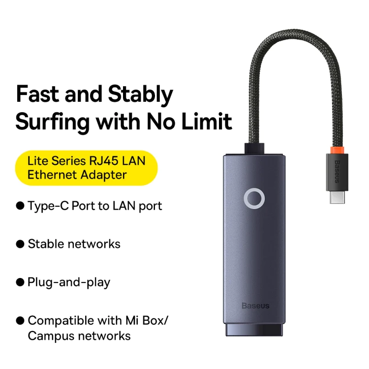 Baseus Lite Ethernet Adapter Type C to Gigabit LAN Port