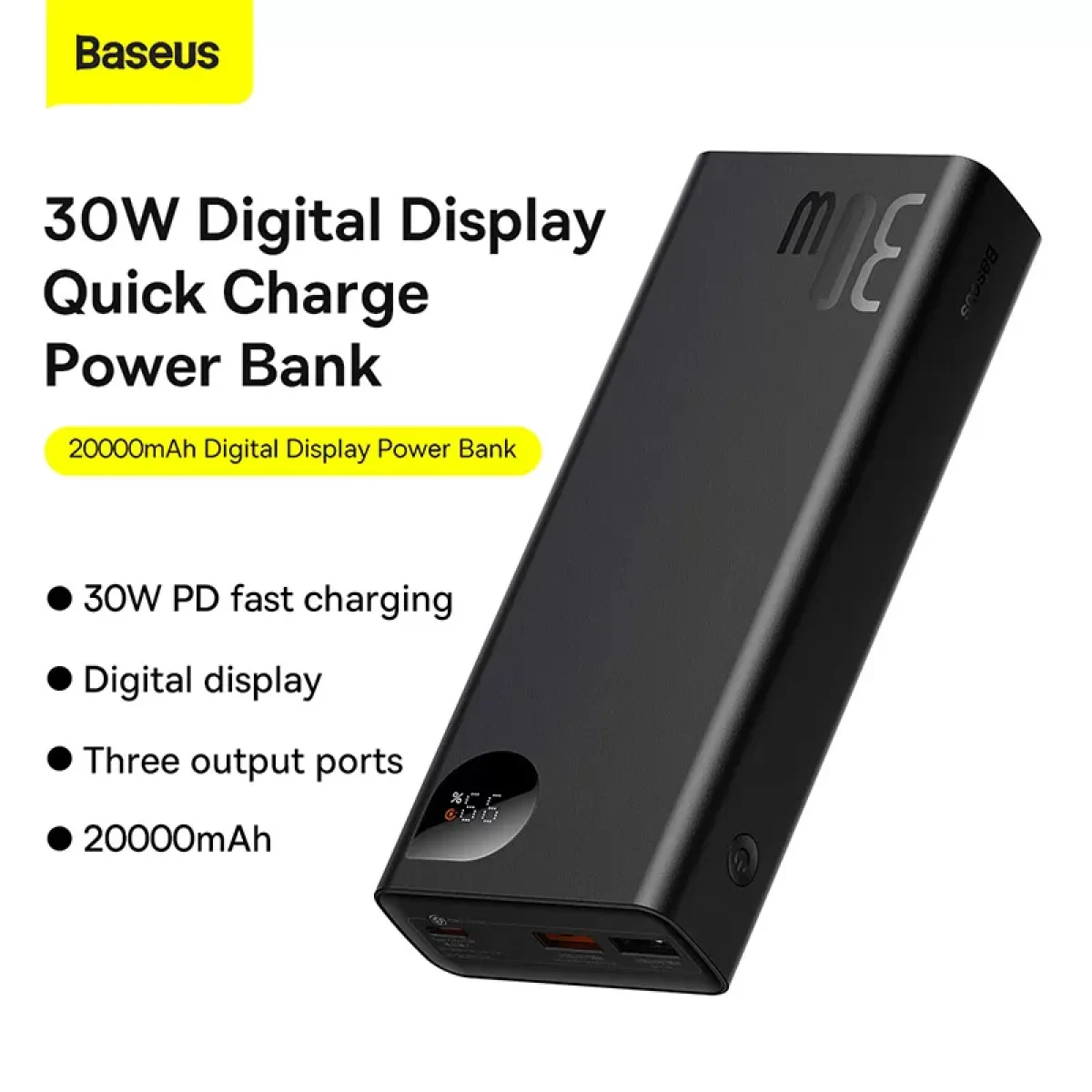 Baseus Adaman Metal Digital Display 30W Quick Charge 20000mAh Power Bank -  PPAD030001 - Xcessories Hub