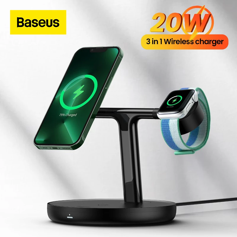 Baseus Swan 3-in-1 20w Wireless Magnetic Charging Stand For Apple Devices