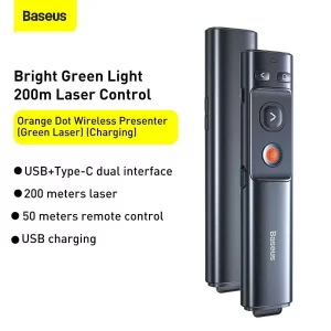 Baseus Orange Dot Wireless Presenter Green Laser Charging
