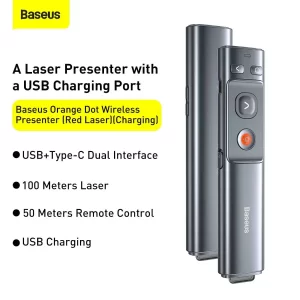 Baseus Orange Dot Wireless Presenter Red Laser Charging