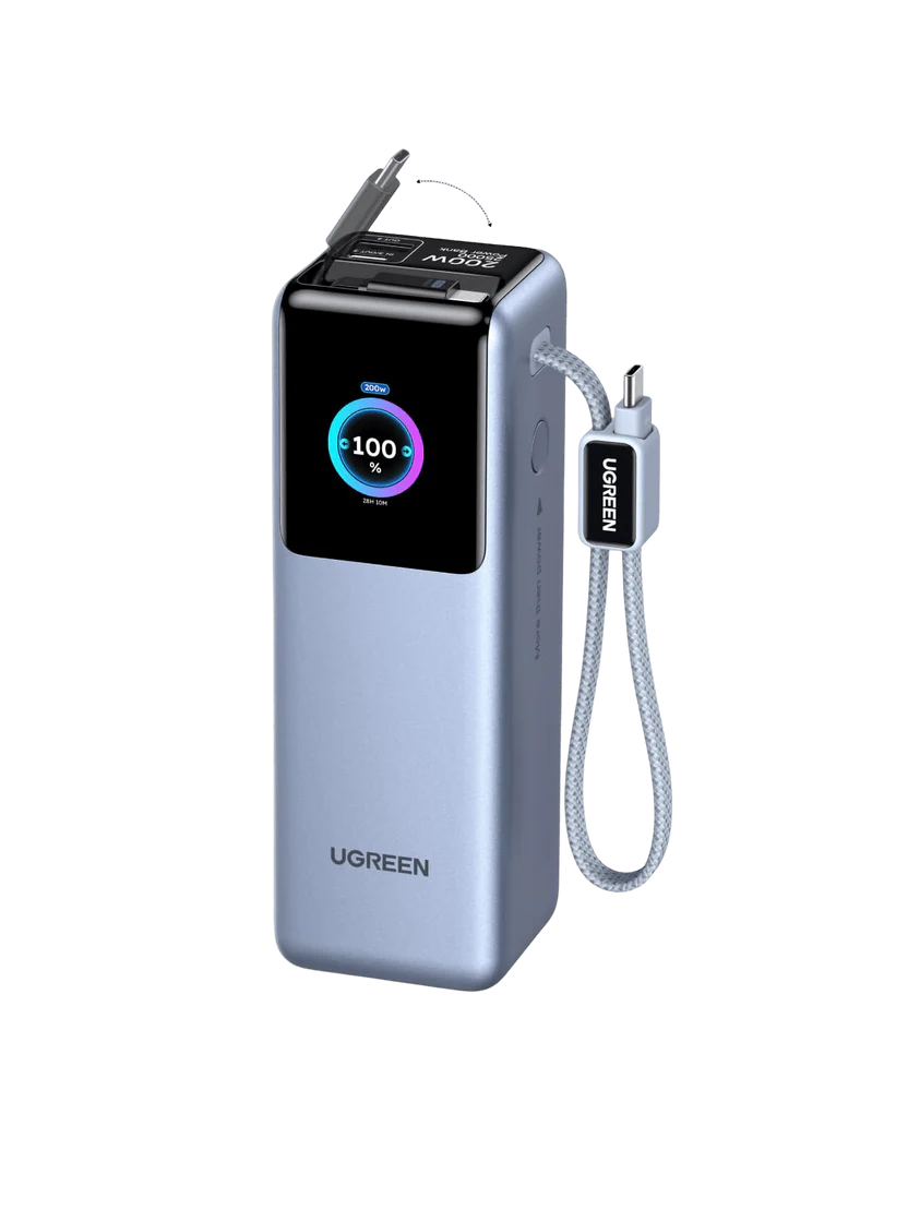 UGREEN 200W Power Bank 25000mAh Fast Charging Built-in Cable – 75702 Price in Pakistan